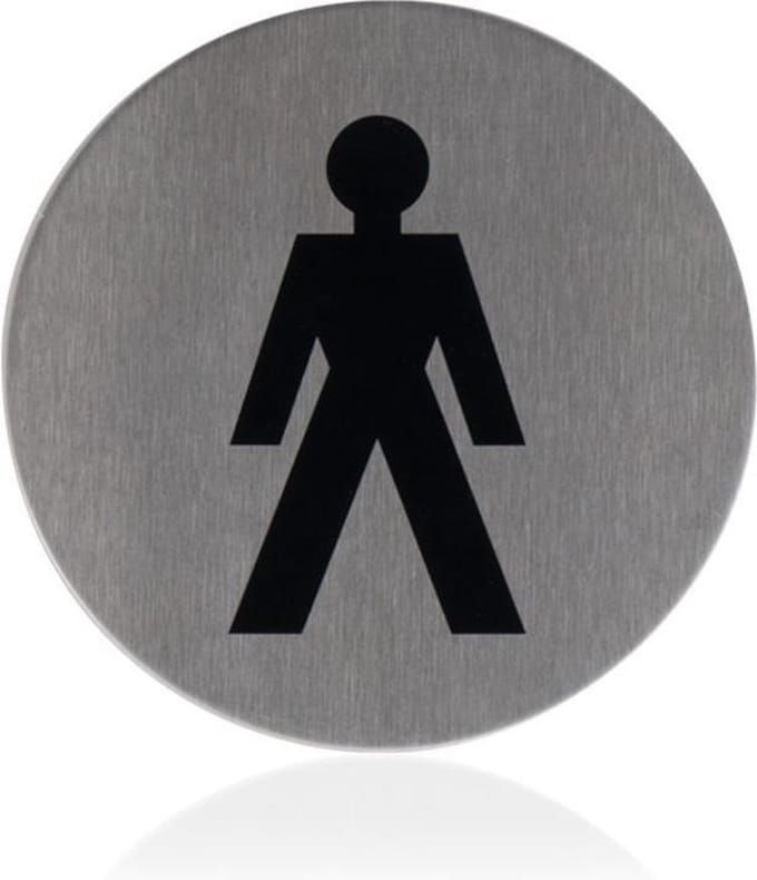 Pictogram 'Herentoilet' RVS rond