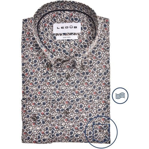 Ledûb Overhemd Stylish Flower Print Donker Rood / male