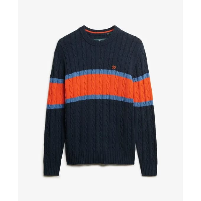 Superdry - Cotton Stripe Cable Trui - Heren - Sweaters