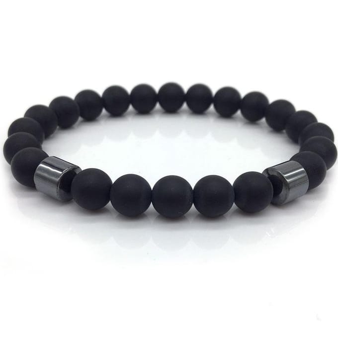 Zwarte kralenarmband van onyx en hematiet