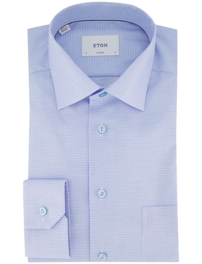 Overhemd Eton lichtblauw Classic Fit met borstzak