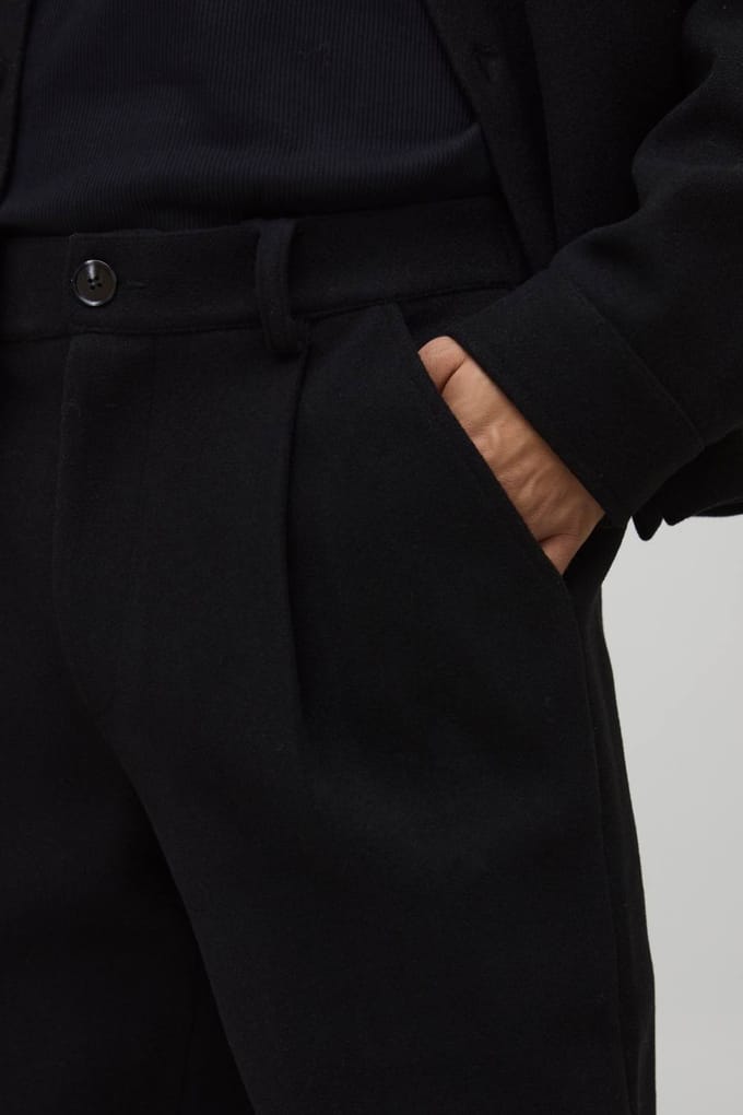 Straight Fit Brushed Trouser | Black | Size Medium