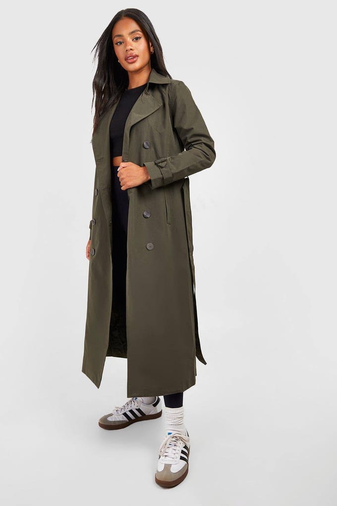 boohoo Dames Gordelde Trenchcoat | Kaki | Maat: 42