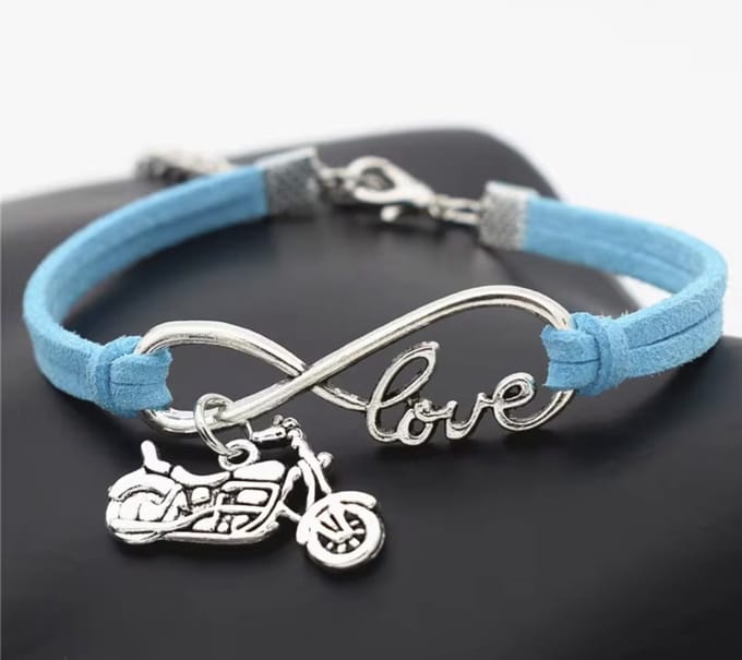 12Getit Armbandje turquoise met motor hangertje