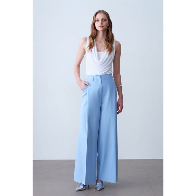 Hoge Taille Brede Pijpen Crepe Broek