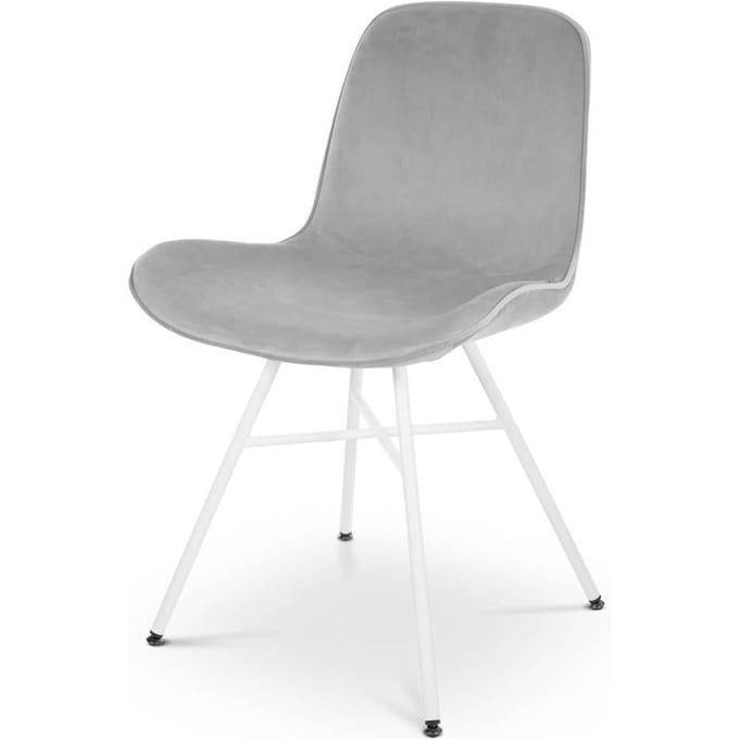 Nolon Noa-Fé Eetkamerstoel Grijs - Velvet - Fluweel - Wit Metalen Onderstel