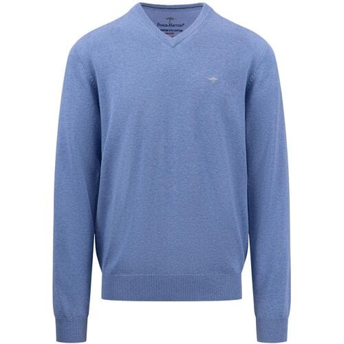 Fynch-Hatton Trui Uni Katoen V-Hals Crystal Blue / male