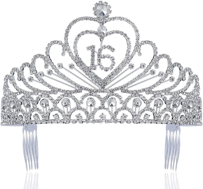 Haarkam met strass voor 16e verjaardag tiara kroon feestaccessoire