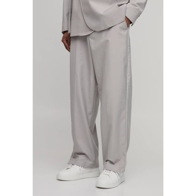 Satijnen Bies Split Zoom Pak Broek | Stone | Size 36