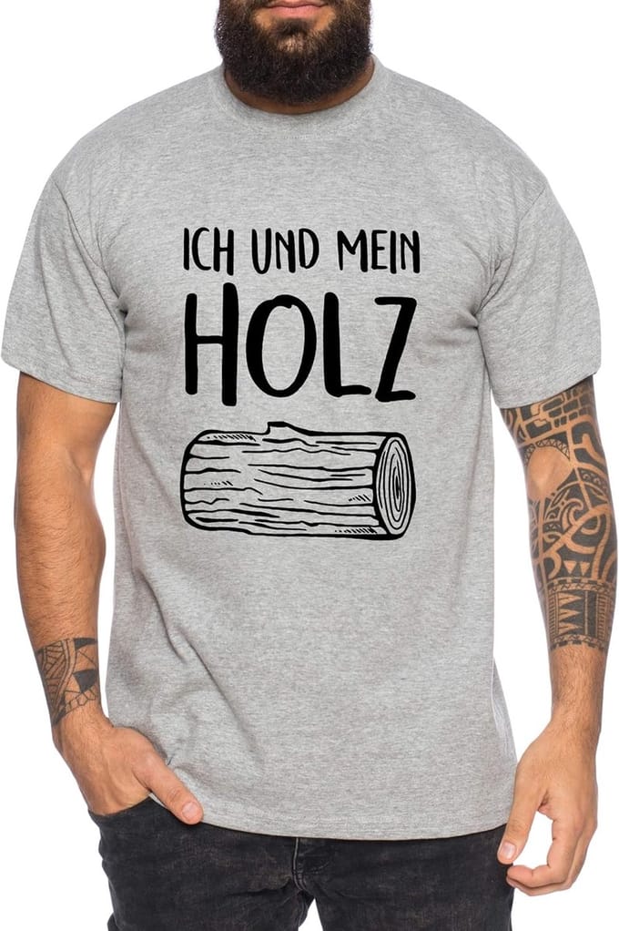 Grappig Hout Thema T-shirt voor Heren - Kwaliteitskatoen