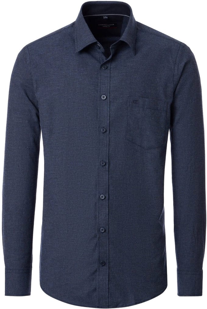 CASA MODA Sport casual fit overhemd - structuur - donkerblauw