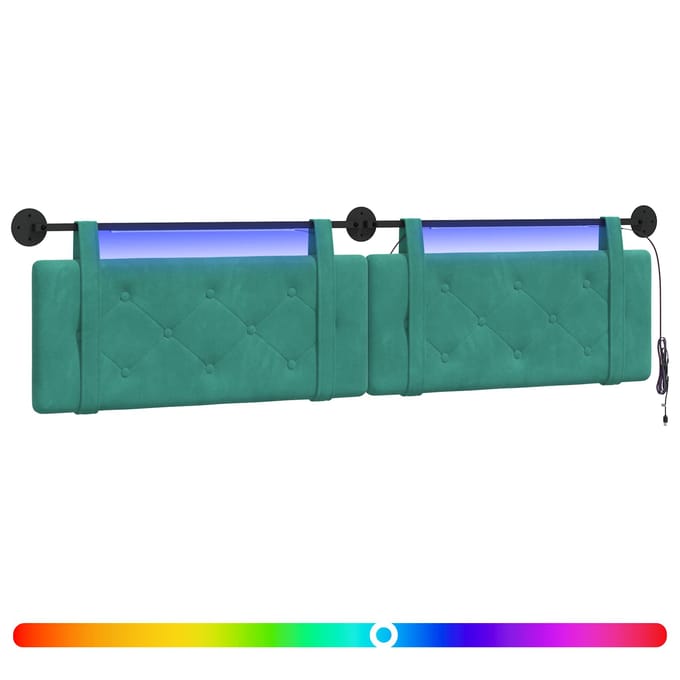 vidaXL - Hangend - hoofdbord - Met - LED-verlichting - Turquoise - Fluweel