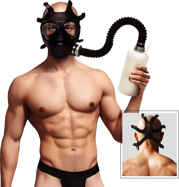 inhalator - gasmasker met fles - zwart