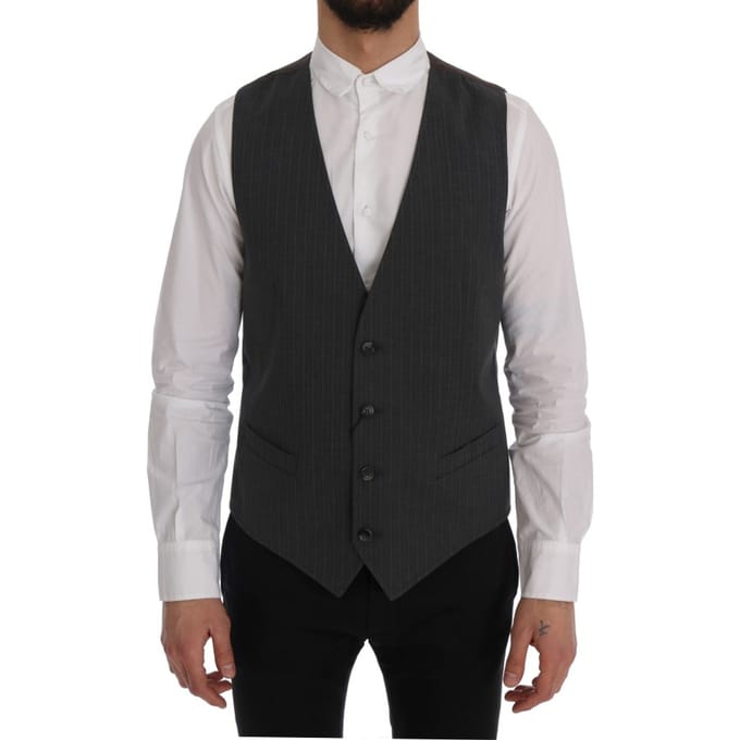 Dolce & Gabbana Grijs STAFF Katoenen Gestreept Mannen Vest