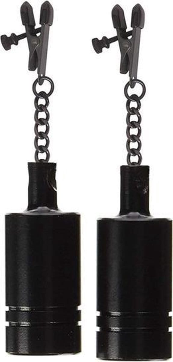 Black Label - Alligator Tepelklemmen met Gewichten - Zwart