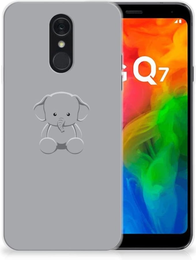 LG Q7 Telefoonhoesje met Naam Grijs Baby Olifant