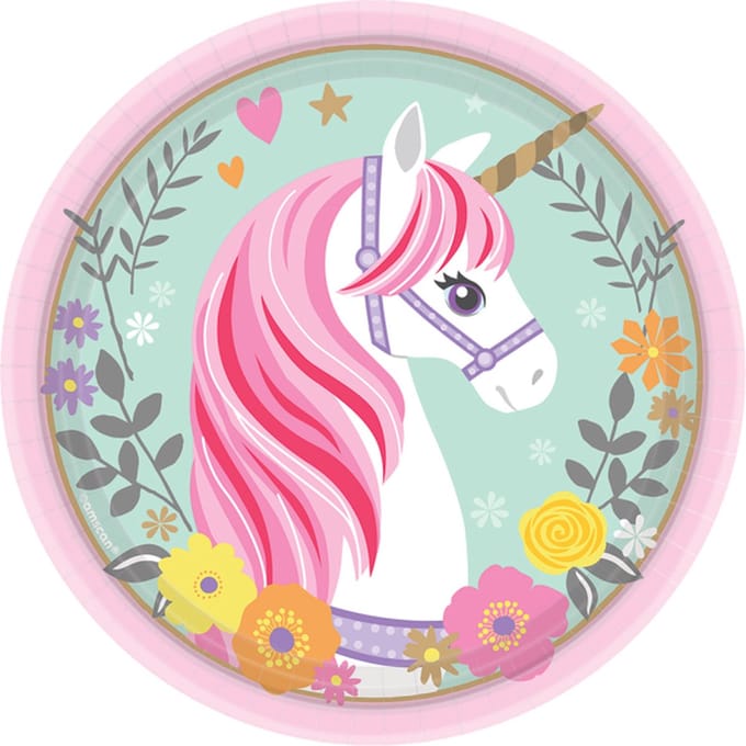 Amscan - ECO borden - Unicorn (8 stuks)
