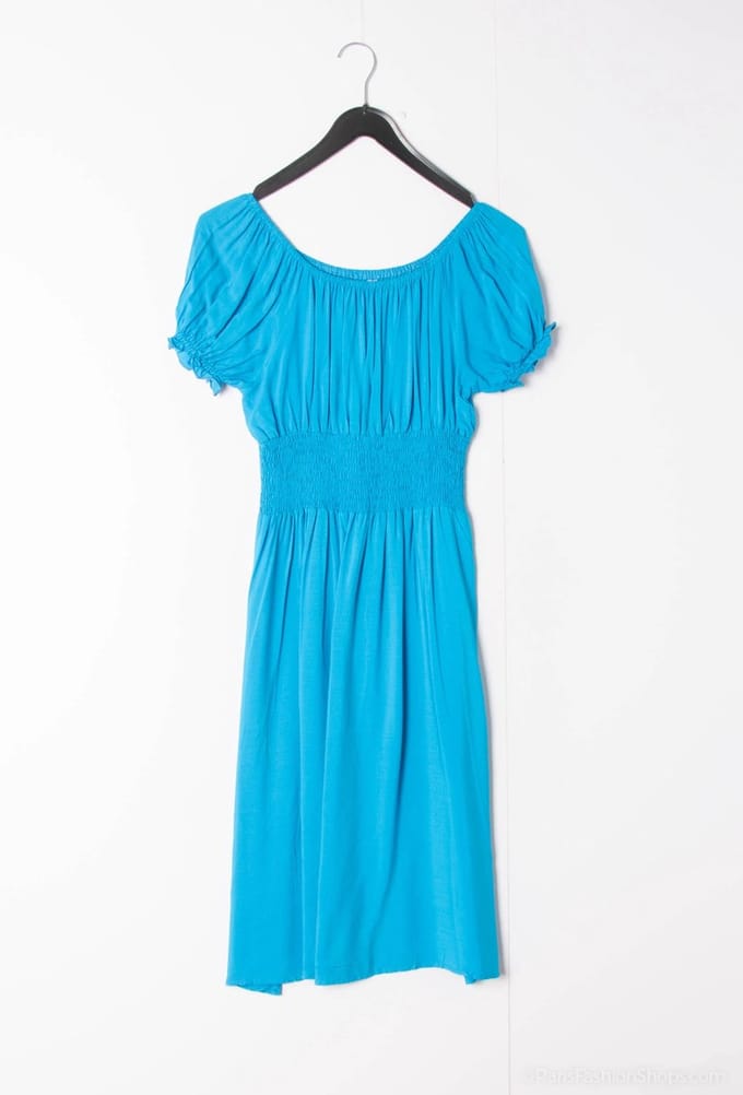 Dames jurk Nine effen turquoise blauw S/M strandjurk