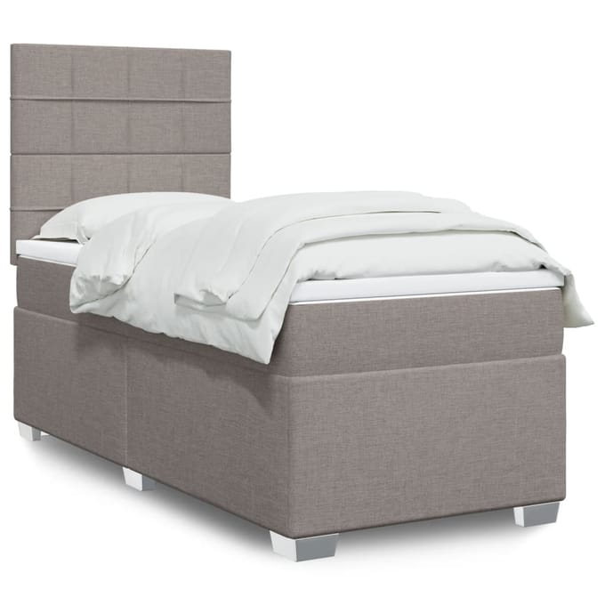 vidaXL - Boxspring - met - matras - stof - taupe - 100x200 - cm