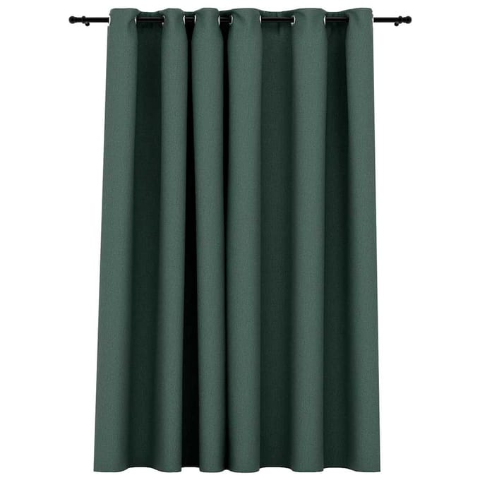 vidaXL - Gordijn - linnen-look - verduisterend - met - ogen - 290x245 - cm - groen