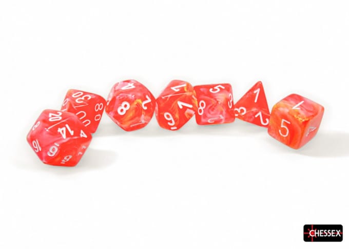 Chessex 7-Die set Festive - Dahlia/White