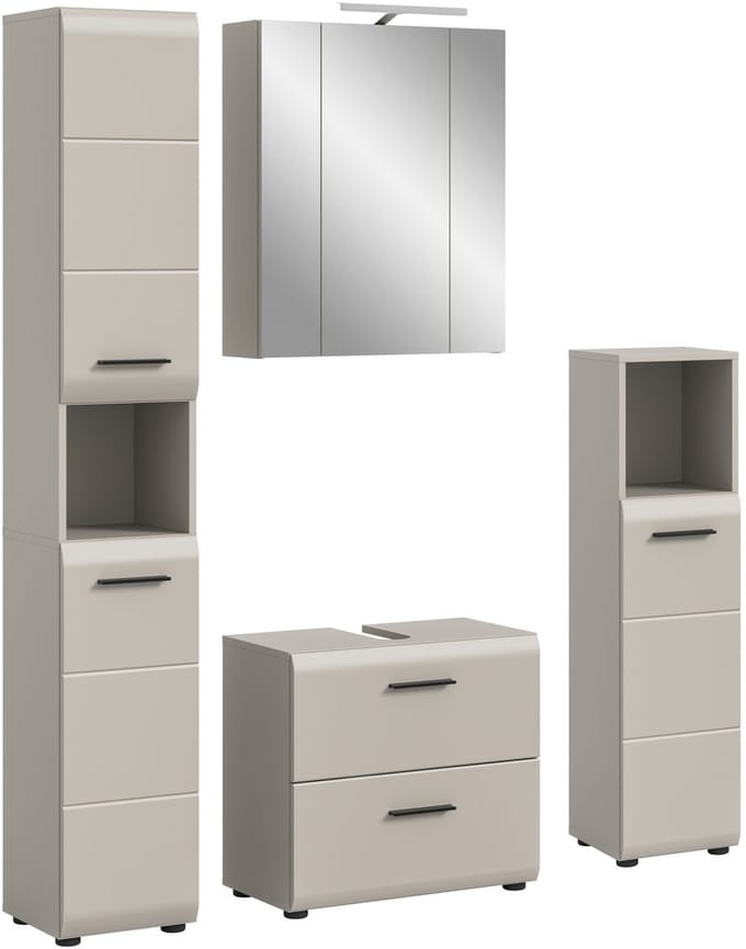 Badcombinatie met verlichting - Moderne badkamer kast in kasjmier - 150 cm breed
