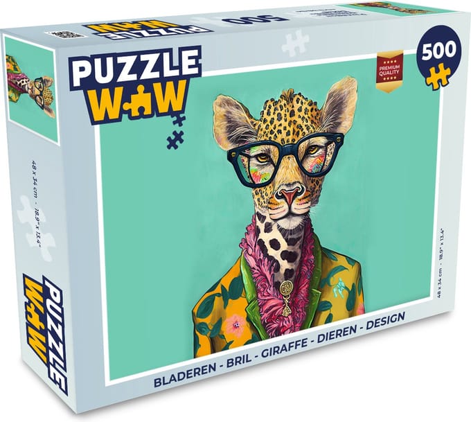 Puzzel Bladeren - Bril - Giraffe - Dieren - Design - Legpuzzel - Puzzel 500 stukjes