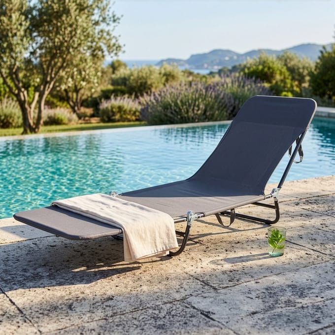 "LE PUNTA CANA" ligbed met verstelbare rugleuning en voetensteun (meerdere standen), 182 cm