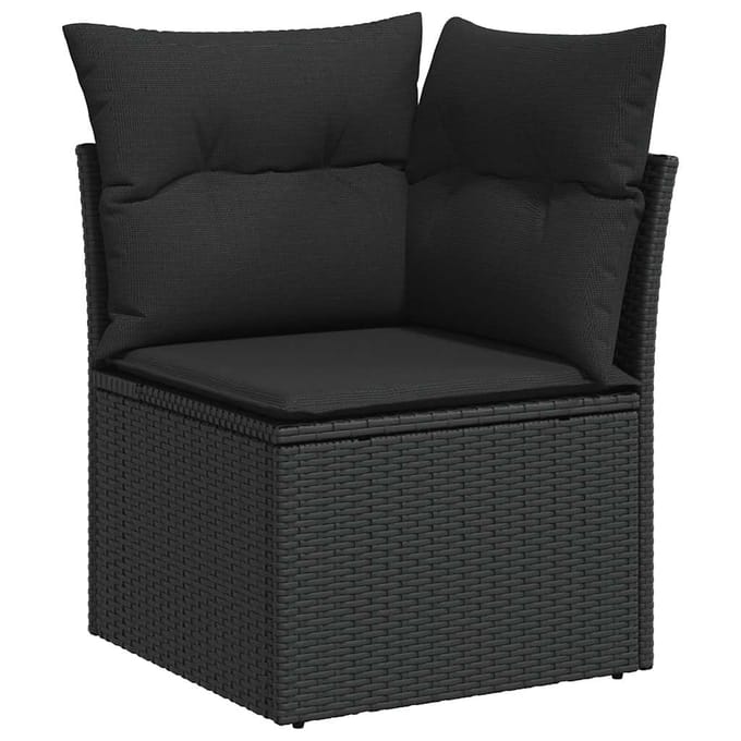 vidaXL - 10-delige - Loungeset - met - kussens - poly - rattan - zwart