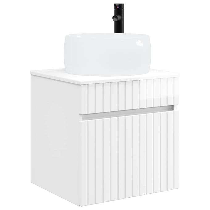 vidaXL - Wandgemonteerde - wastafelmeubel - Hoogglans - Wit - 49 - x - 44,5 - x - 66 - cm
