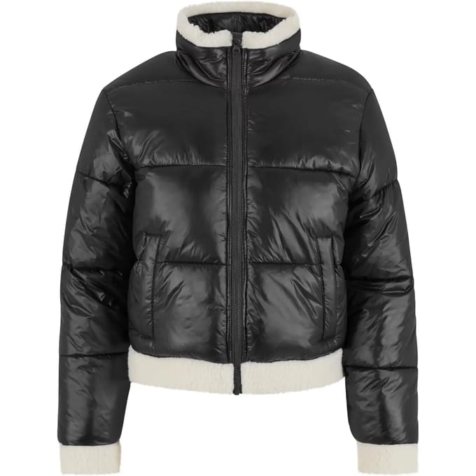 Urban Classics - Recycled Shiny Sherpa Gewatteerd jack - L - Zwart/Beige
