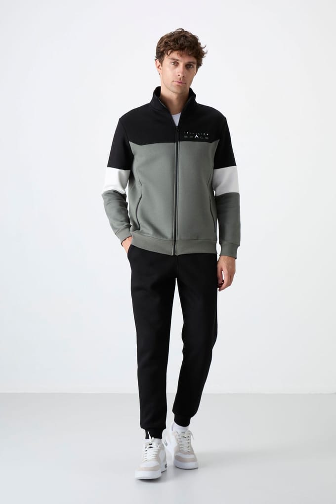 Heren Color-Blocked Zip Sweatshirt en Broek Set