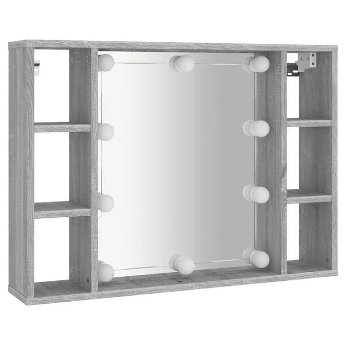 vidaXL - Spiegelkast - met - LED-verlichting - 76x15x55 - cm - grijs - sonoma - eiken