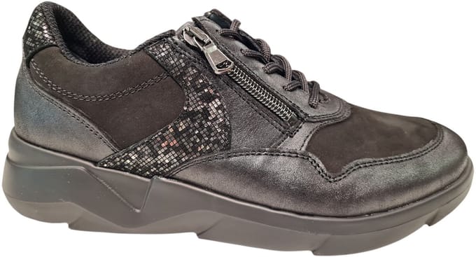 Waldlaufer Zwarte Leren Dames Sneakers - Zwart - 36.5