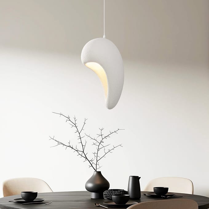 LumenXL Wabi Sabi hanglamp Hana - wit steeneffect - Ø28 x 50 cm