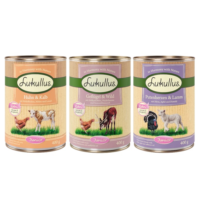 Lukullus Natuurvoer Junior Probeerpakketten - Mix 2: 6 x 400 g