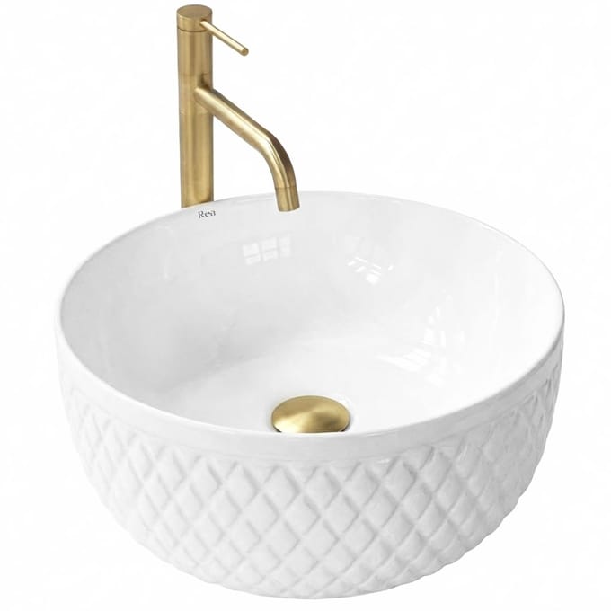 Rea Galaxy Sanitair Keramiek Rond - Wastafel - Wit - 40 X 40 X 16,5 Cm