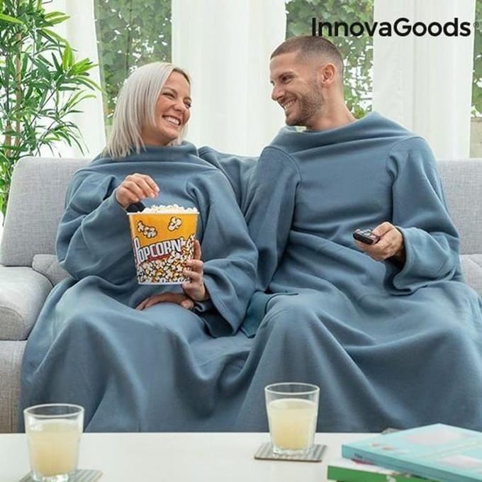 Deken - INNOVAGOODS - Doublanket - Dubbele Mouw - Middenzak - Groen groen