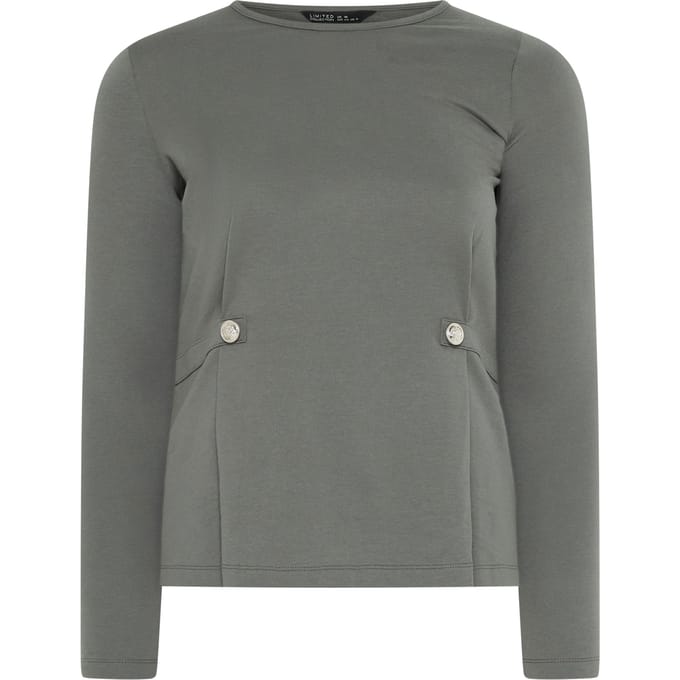 Limited Collection Grijze Top Met Knoopdetails In De Taille Size 48
