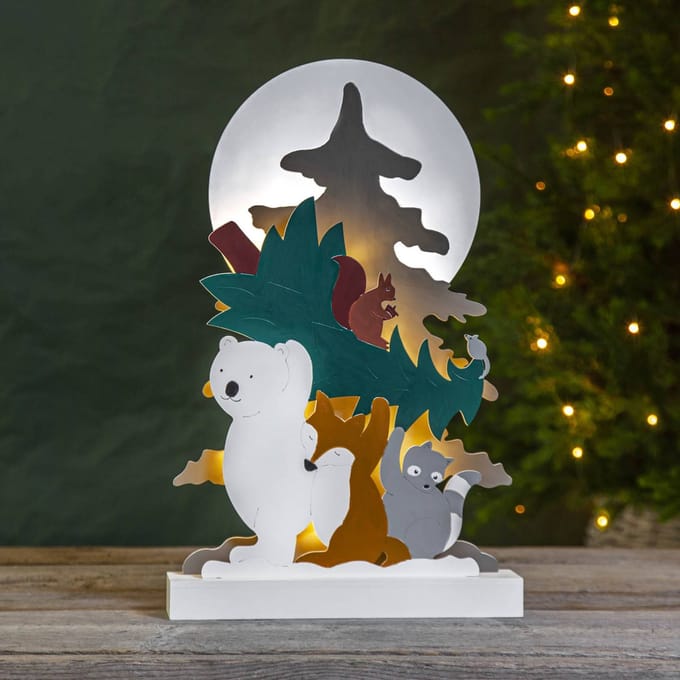 Star Trading Forest Friends winter scène - LED Kerstdecoratie - 28 x 6 x 45 cm