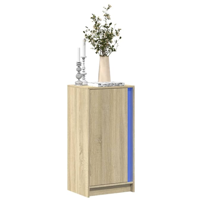 vidaXL - Dressoir - met - LED - 42,5x34x85 - cm - bewerkt - hout - sonoma - eikenkleurig
