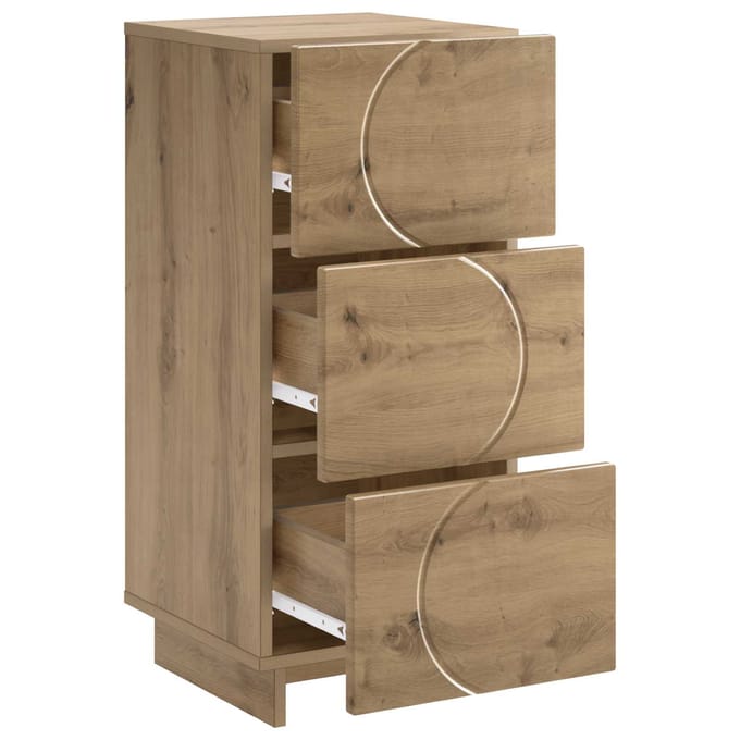 vidaXL - Dressoir - Artisanaal - eiken - 33.5 - x - 34.5 - x - 75 - cm - Bewerkt - hout