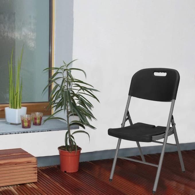 Springos Campingstoel | Kampeerstoel | Vouwstoel | Klapstoel | Polyetheen | Zwart