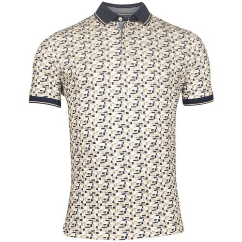 Baileys Polo Piqué Allover Brush Stroke Pattern Beige / male