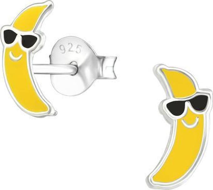 Amanto Kids Oorbellen Chivairo - 925 Zilver E-Coating - Banaan - ∅4mm