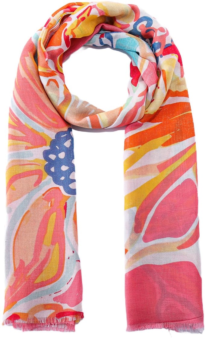 Emilie scarves - sjaal - bloemenprint - lang - roze