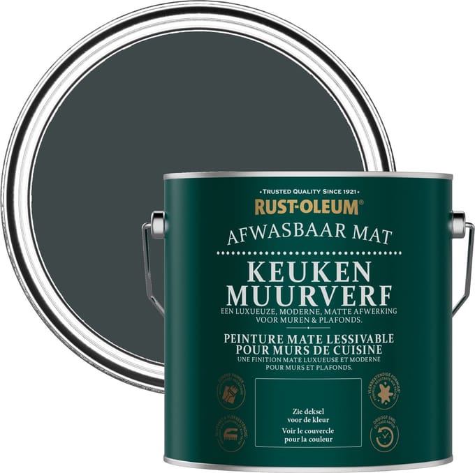 Rust-Oleum Zwart Keuken muurverf - Zwart Zand 2,5L
