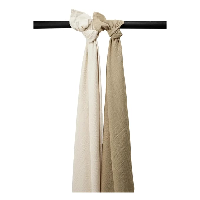 Meyco Baby Uni swaddle - 2-pack - pre-washed hydrofiel - soft sand/taupe - 120x120cm
