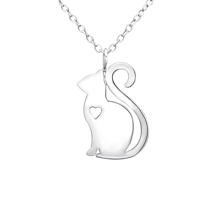 Amanto Ketting Edith - 925 Zilver E-Coating - Poes - 16x13mm - 45cm