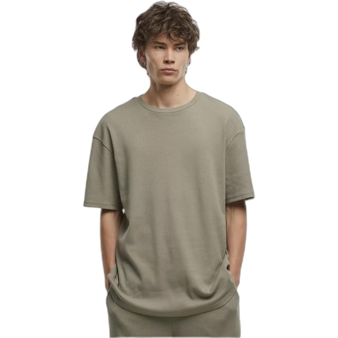Urban Classics - Waffle Heren Tshirt - S - Olijfgroen